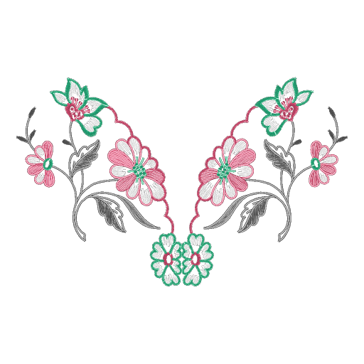 V领粉色花卉刺绣