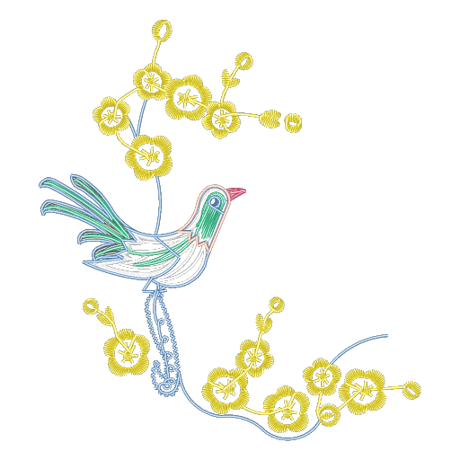 绿雀栖黄花枝间