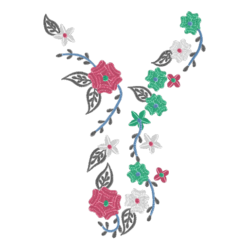 彩花藤蔓刺绣图