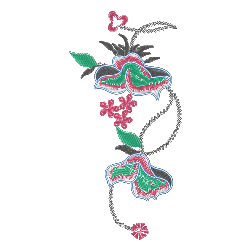 藤蔓花卉刺绣纹样